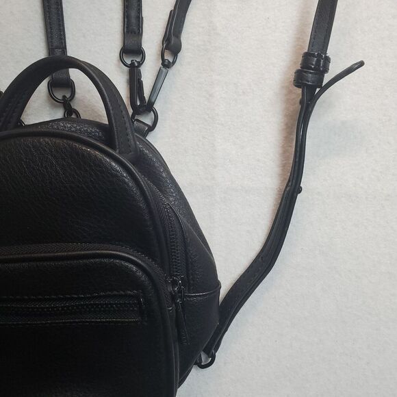 ALDO Backpack Purse Solid Black Zipper Pockets - Picture 6 of 16